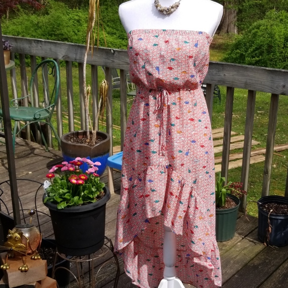 Strapless high-low dress